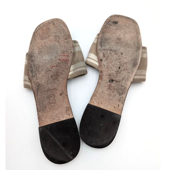 Tory Burch Double T Jacquard Slide Sandals Cammello/ash White Size US11M EU42 - Picture 7 of 12